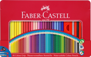 Creioane Colorate Hobby - CREIOANE COLORATE 48 CULORI CUTIE METAL GRIP 2001, FABER-CASTELL